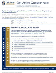 "Get Active Questionnaire" and "PAR-Q+" Accepted Screening Tools by BCRPA